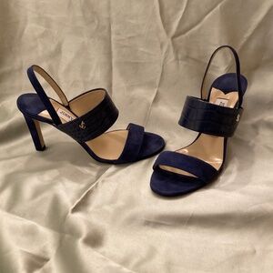 Jimmy Choo Salise Suede Croc-Embossed EU 36 85mm Color Is Denim Worn Once